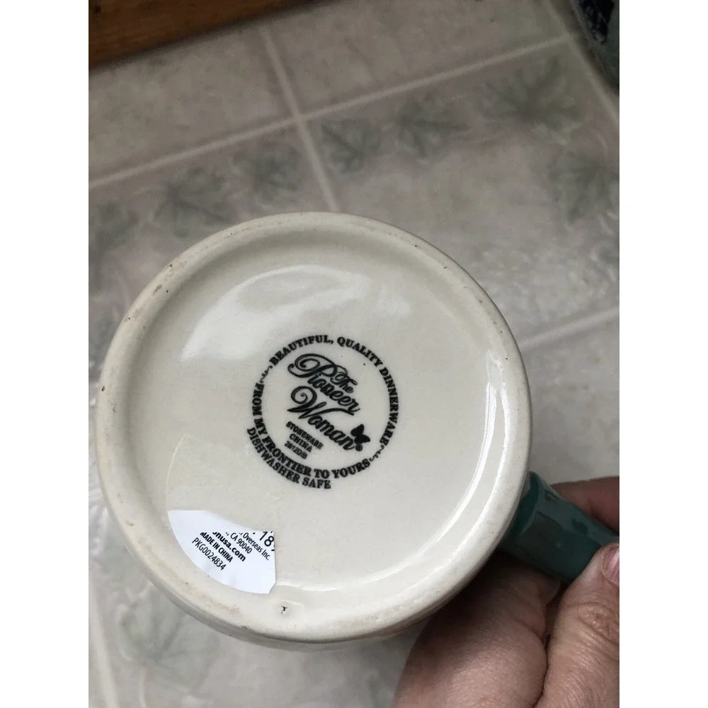 the‎ pioneer woman stoneware 4 cup measuring cup Red Floral Turquoise Handle